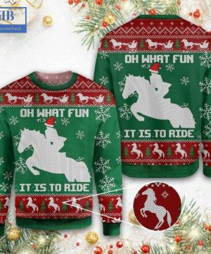 horse riding oh what fun it is to ride ugly christmas sweater 3 VrKkE