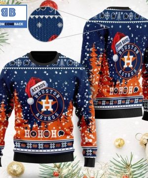 Houston Astros Santa Claus Hat Ho Ho Ho 3D Custom Name Ugly Christmas Sweater