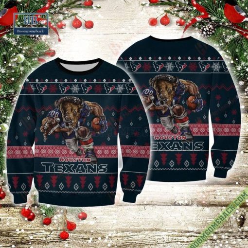 Houston Texans Toro Mascot Rushing Ugly Sweater