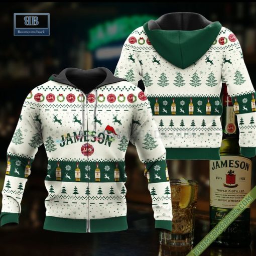 Jameson Santa Hat Christmas Ugly Christmas Sweater Hoodie Zip Hoodie Bomber Jacket