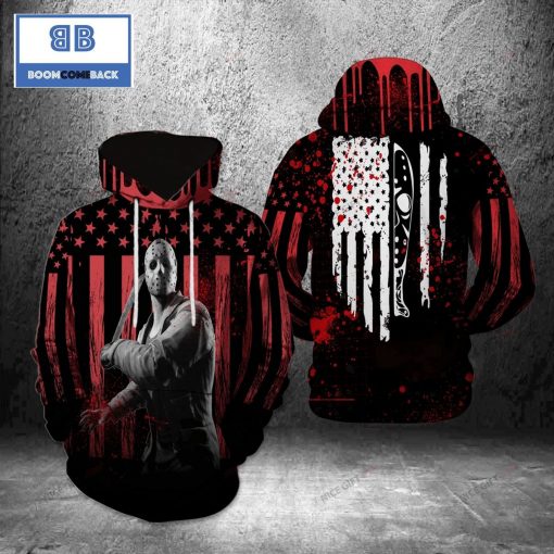 Jason Voorhees American Flag Halloween 3D Hoodie