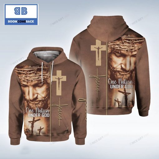 Jesus One Nation Under God 3D Hoodie