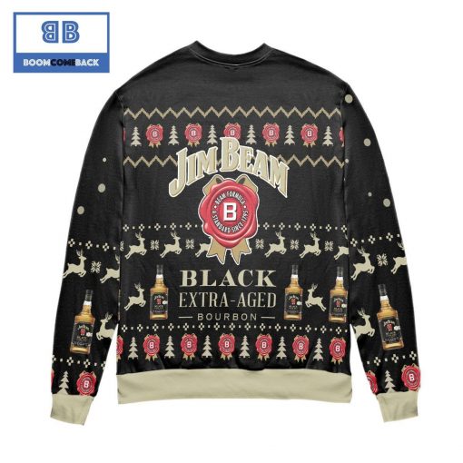 Jim Beam Black Extra Aged Bourbon Reindeer Pattern Christmas 3D Sweater