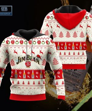 Jim Beam Santa Hat Christmas Ugly Christmas Sweater Hoodie Zip Hoodie Bomber Jacket