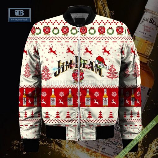 Jim Beam Santa Hat Christmas Ugly Christmas Sweater Hoodie Zip Hoodie Bomber Jacket