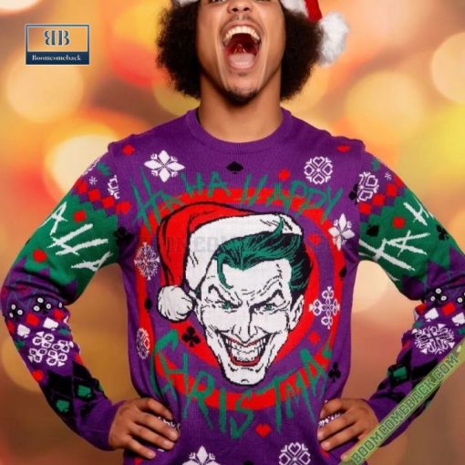 Joker With Santa Hat Ha Ha Happy Christmas Ugly Sweater