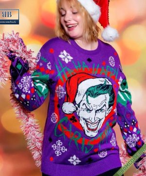 joker with santa hat ha ha happy christmas ugly sweater 5 qW8uV