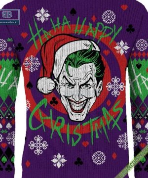 joker with santa hat ha ha happy christmas ugly sweater 7 OiOcK