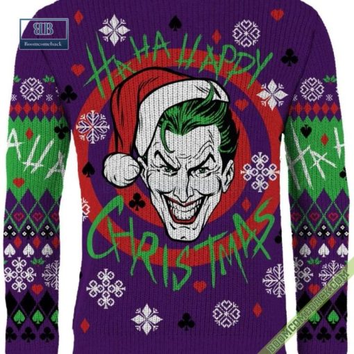 Joker With Santa Hat Ha Ha Happy Christmas Ugly Sweater