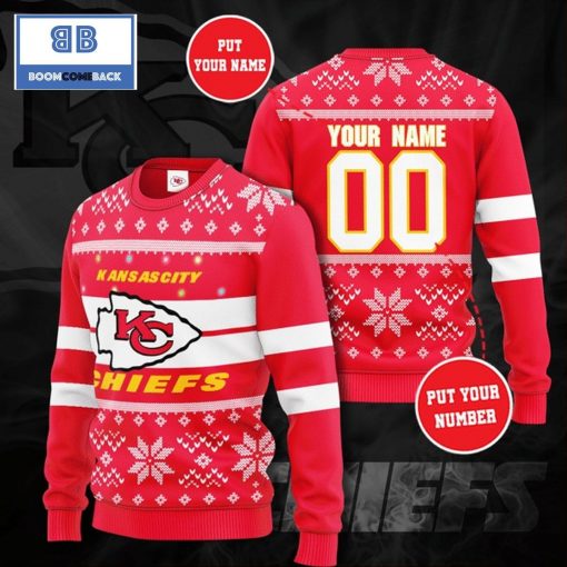 Kansas City Chiefs NFL Custom Name And Number Christmas Ugly Sweater