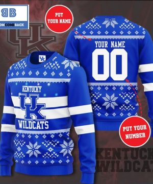 kentucky wildcats ncaa custom name and number christmas ugly sweater 2 Dotyj