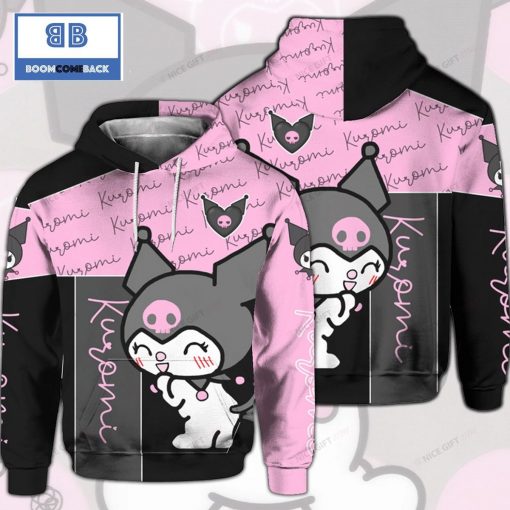 Kuromi Black And Pink 3D Hoodie