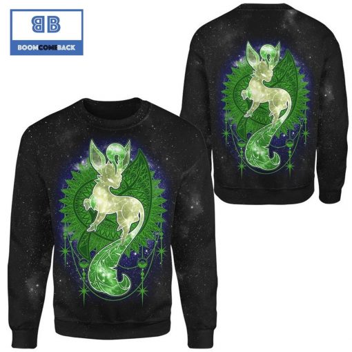 Leafeon Starry Pokemon Anime Christmas 3D Sweatshirt