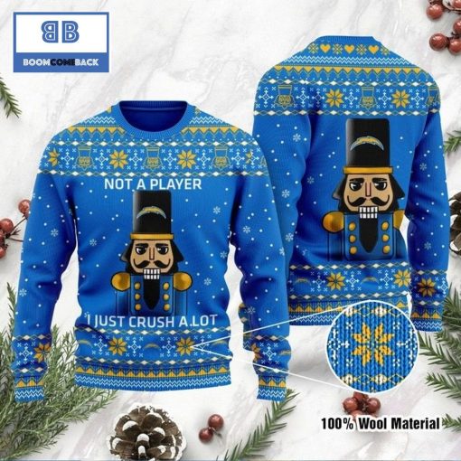 Los Angeles Chargers Not A Player I Just Crush Alot Ugly Christmas Sweater