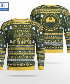 LOTR Breakfast Second Breakfast Ugly Christmas Sweater