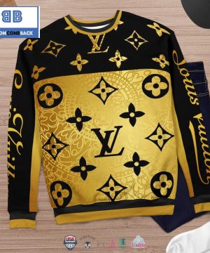 Louis Vuitton Gold Black 3D Ugly Sweater