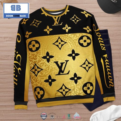 Louis Vuitton Gold Black 3D Ugly Sweater