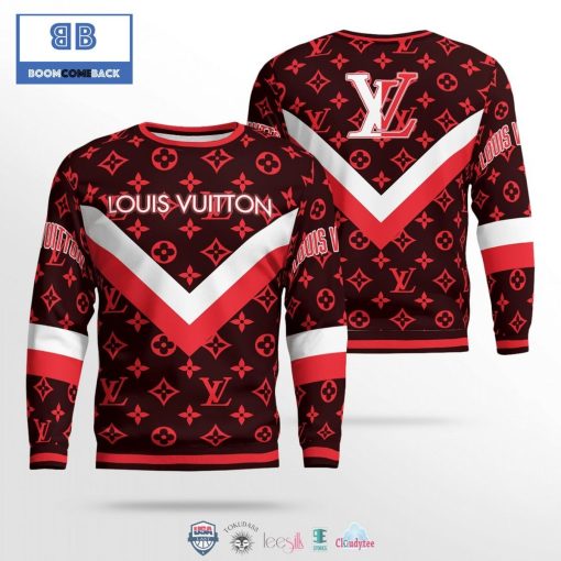 Louis Vuitton White Red 3D Ugly Sweater