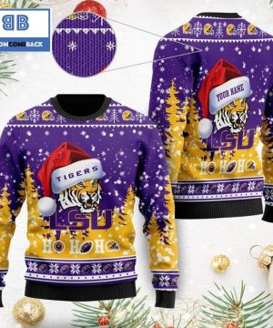 lsu tigers ncaa santa claus hat ho ho ho 3d custom name ugly christmas sweater 3 ma0Lt