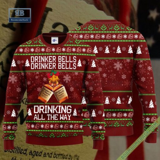 Makers Mark Drinker Bells Drinker Bells Drinking All The Way Ugly Christmas Sweater