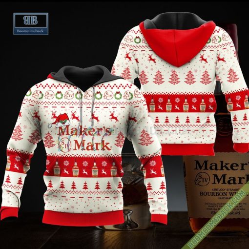 Makers Mark Santa Hat Christmas Ugly Christmas Sweater Hoodie Zip Hoodie Bomber Jacket