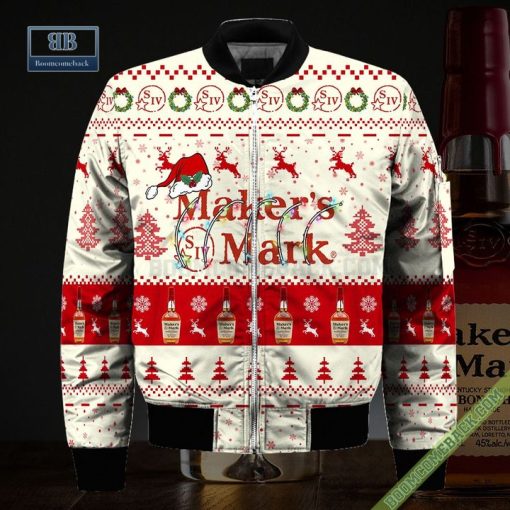 Makers Mark Santa Hat Christmas Ugly Christmas Sweater Hoodie Zip Hoodie Bomber Jacket