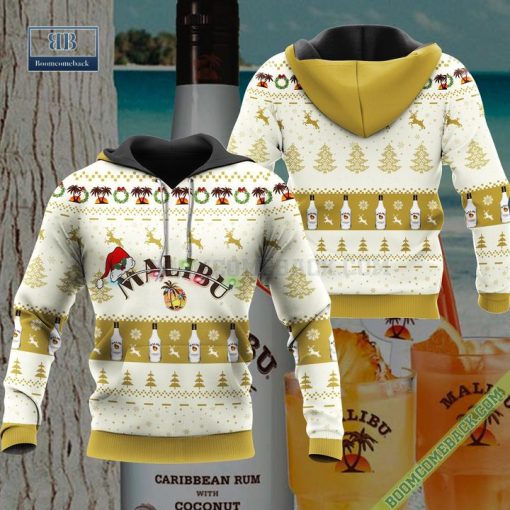 Malibu Rum Santa Hat Christmas Ugly Christmas Sweater Hoodie Zip Hoodie Bomber Jacket