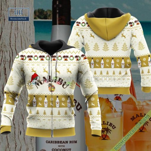 Malibu Rum Santa Hat Christmas Ugly Christmas Sweater Hoodie Zip Hoodie Bomber Jacket