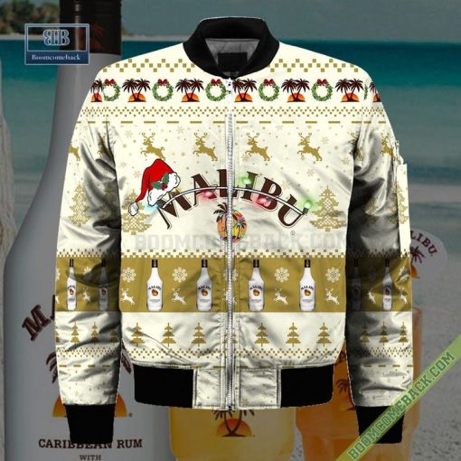 Malibu Rum Santa Hat Christmas Ugly Christmas Sweater Hoodie Zip Hoodie Bomber Jacket