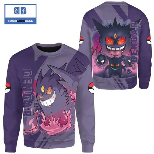 Many Gengar Pokemon Anime Christmas 3D Sweatshirt