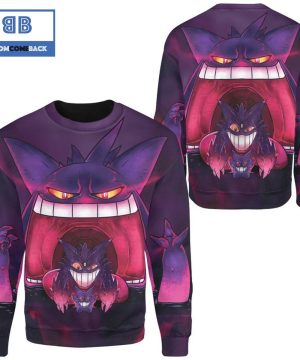 Mega Gengar Pokemon Anime Christmas 3D Sweatshirt