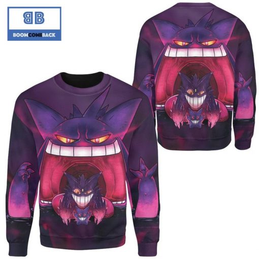 Mega Gengar Pokemon Anime Christmas 3D Sweatshirt