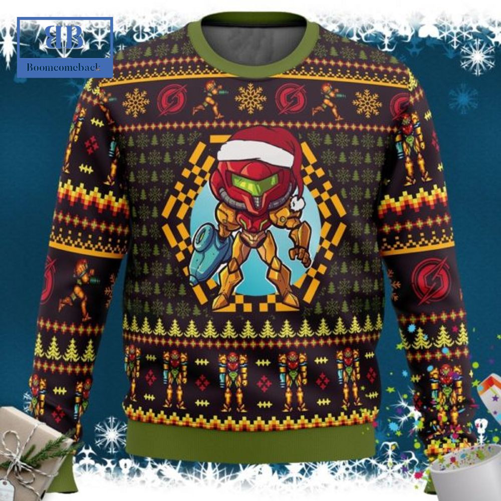 Metroid Santa Samus Aran Ugly Christmas Sweater Metroid Santa Samus Aran Ugly Christmas Sweater