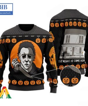 michael myers pumpkin ugly christmas sweater 3 BSiQc