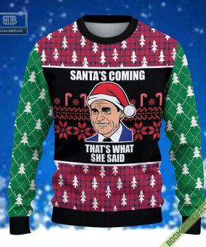 michael scott santas coming thats what she said 3d ugly sweater 3 bRtlF