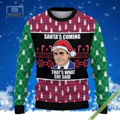 Michael Scott Santa’s Coming That’s What She Said 3D Ugly Sweater