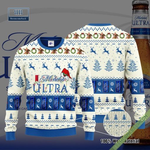 Michelob Ultra Santa Hat Christmas Ugly Christmas Sweater Hoodie Zip Hoodie Bomber Jacket