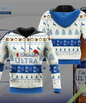 Michelob Ultra Santa Hat Christmas Ugly Christmas Sweater Hoodie Zip Hoodie Bomber Jacket