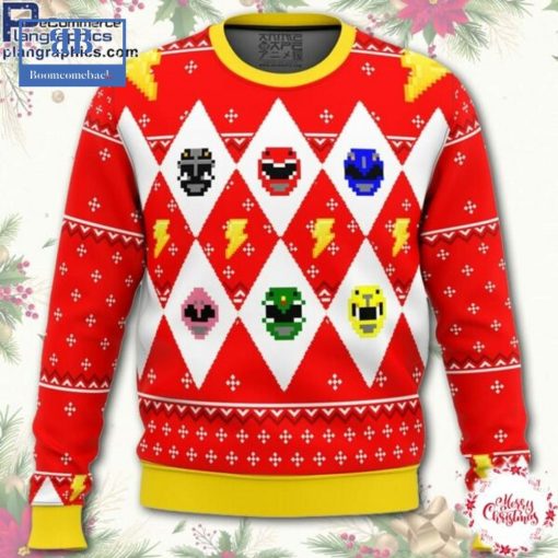 Mighty Morphin Power Rangers All Rangers Ugly Christmas Sweater