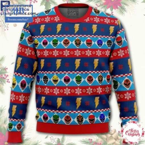 Mighty Morphin Power Rangers Helmets Ugly Christmas Sweater