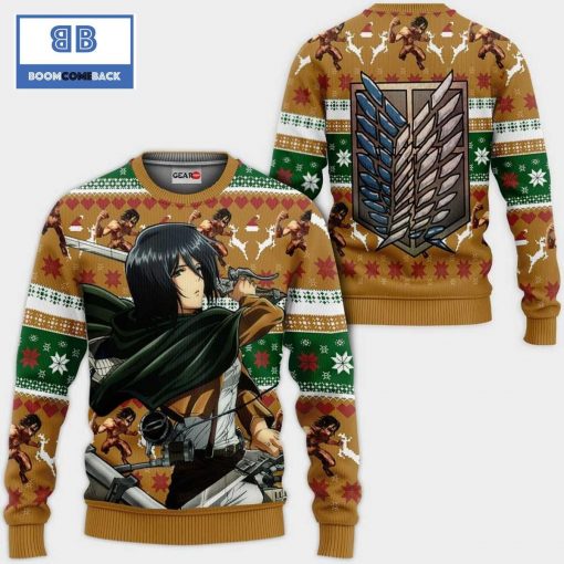 Mikasa Ackerman Attack On Titan Anime Christmas 3D Sweater