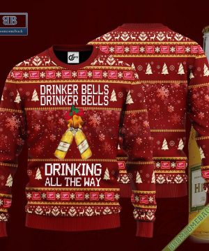 Miller High Life Drinker Bells Drinker Bells Drinking All The Way Ugly Christmas Sweater