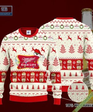 Miller High Life Santa Hat Christmas Ugly Christmas Sweater Hoodie Zip Hoodie Bomber Jacket