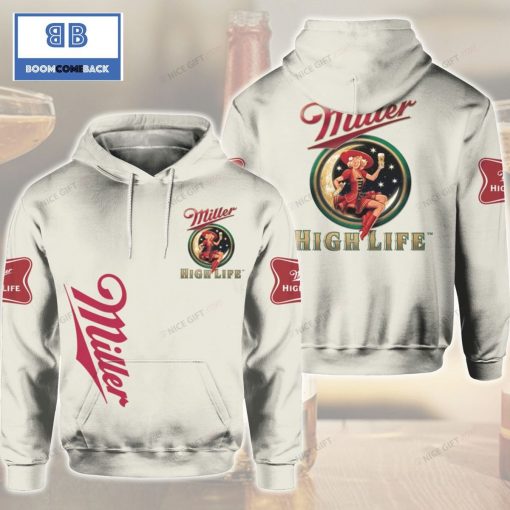 Miller High Life White 3D Hoodie