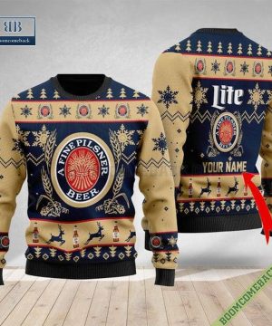 Miller Lite Beer Custom Name Christmas Ugly Sweater