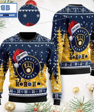 milwaukee brewers santa claus hat ho ho ho 3d custom name ugly christmas sweater 4 GmjMN