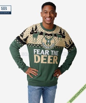 Milwaukee Bucks NBA 2021 Champions Fear The Deer Ugly Christmas Sweater