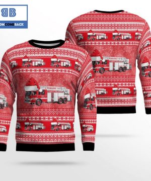 Milwaukee Fire Department Aerial Ladder Fire Truck Ugly Christmas Sweater