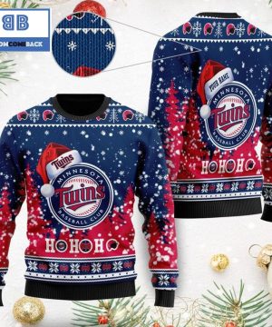 Minnesota Twins Santa Claus Hat Ho Ho Ho 3D Custom Name Ugly Christmas Sweater