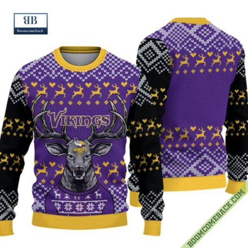 Minnesota Vikings Christmas Reindeer Ugly Sweater Jumper